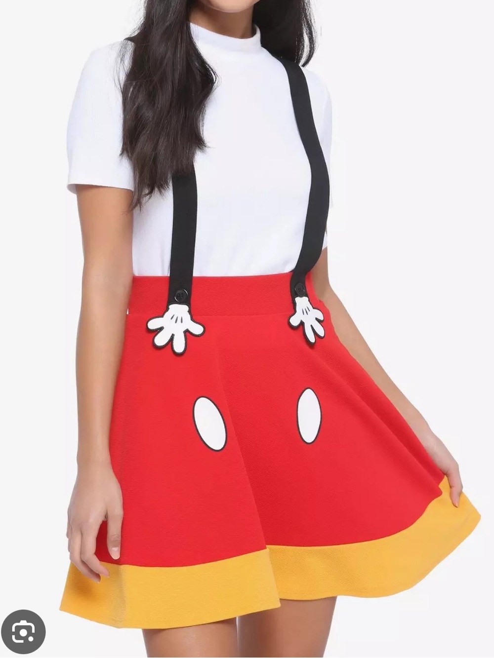 Disney Hot Topic Mickey Mouse Skirt Suspenders Adjustable Size Medium Adorable